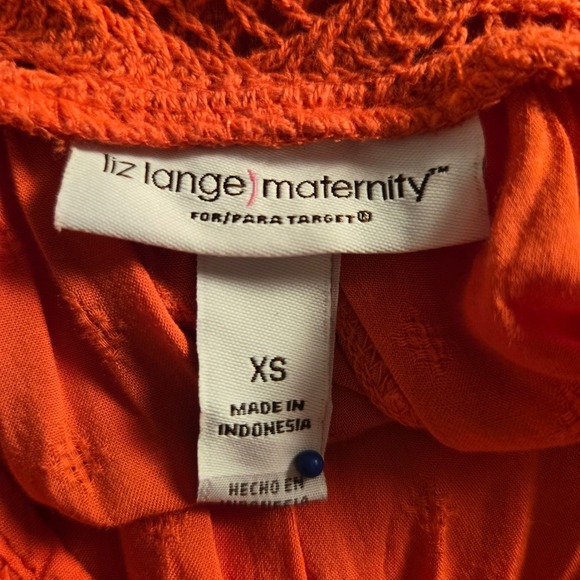 Liz Lange Maternity Orange Crochet Top XSmall‎ Sleeveless Blouse Fall Layer - Picture 6 of 8